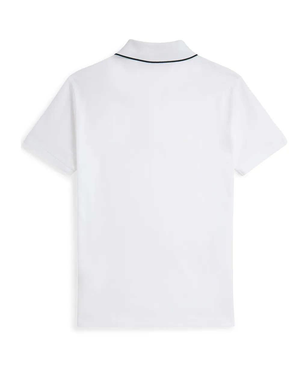Embroidered-Piped Polo Shirt