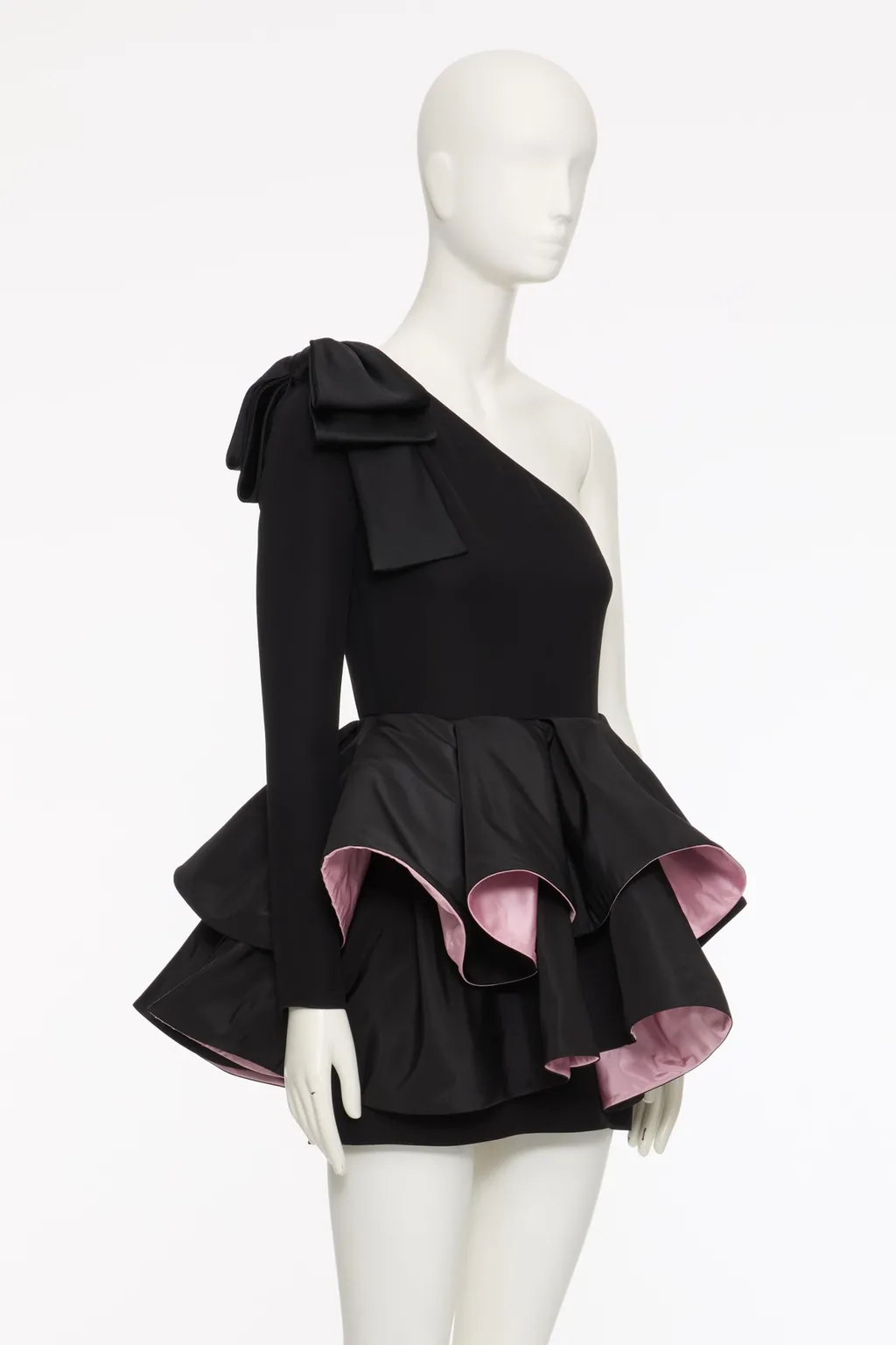 Valentino Ruffled One-Shoulder Mini Dress