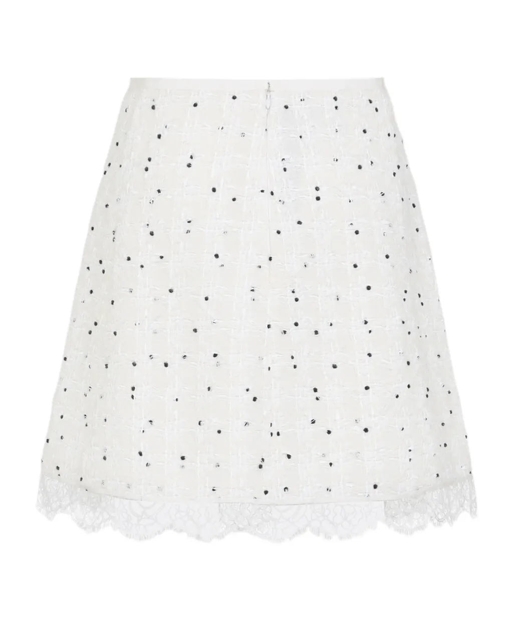 Polka-Dot Lace-Trim Mini Skirt