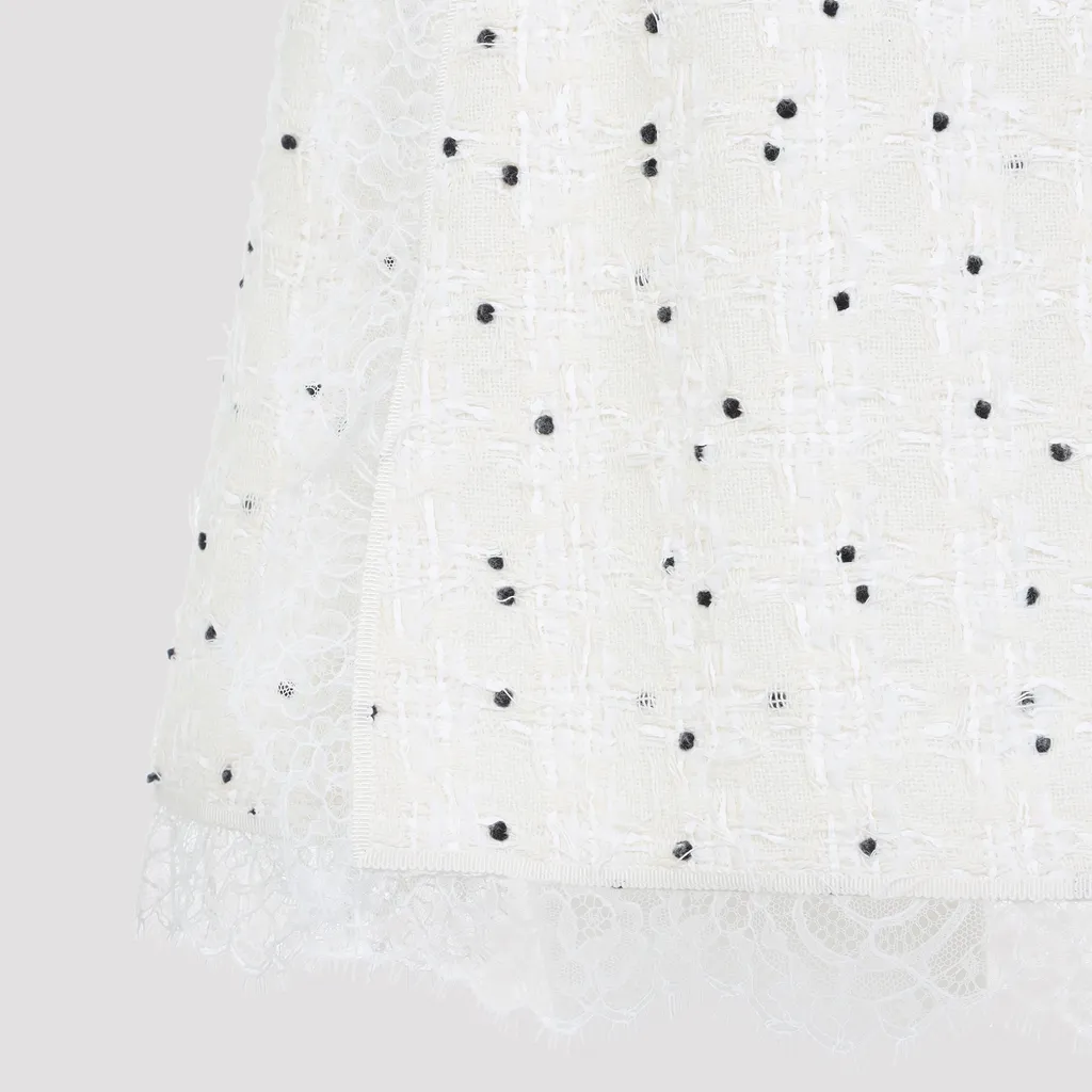Polka-Dot Lace-Trim Mini Skirt