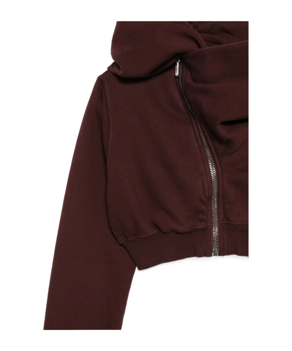 Cowl-Neck Zip-Front Cropped Sweatshirt