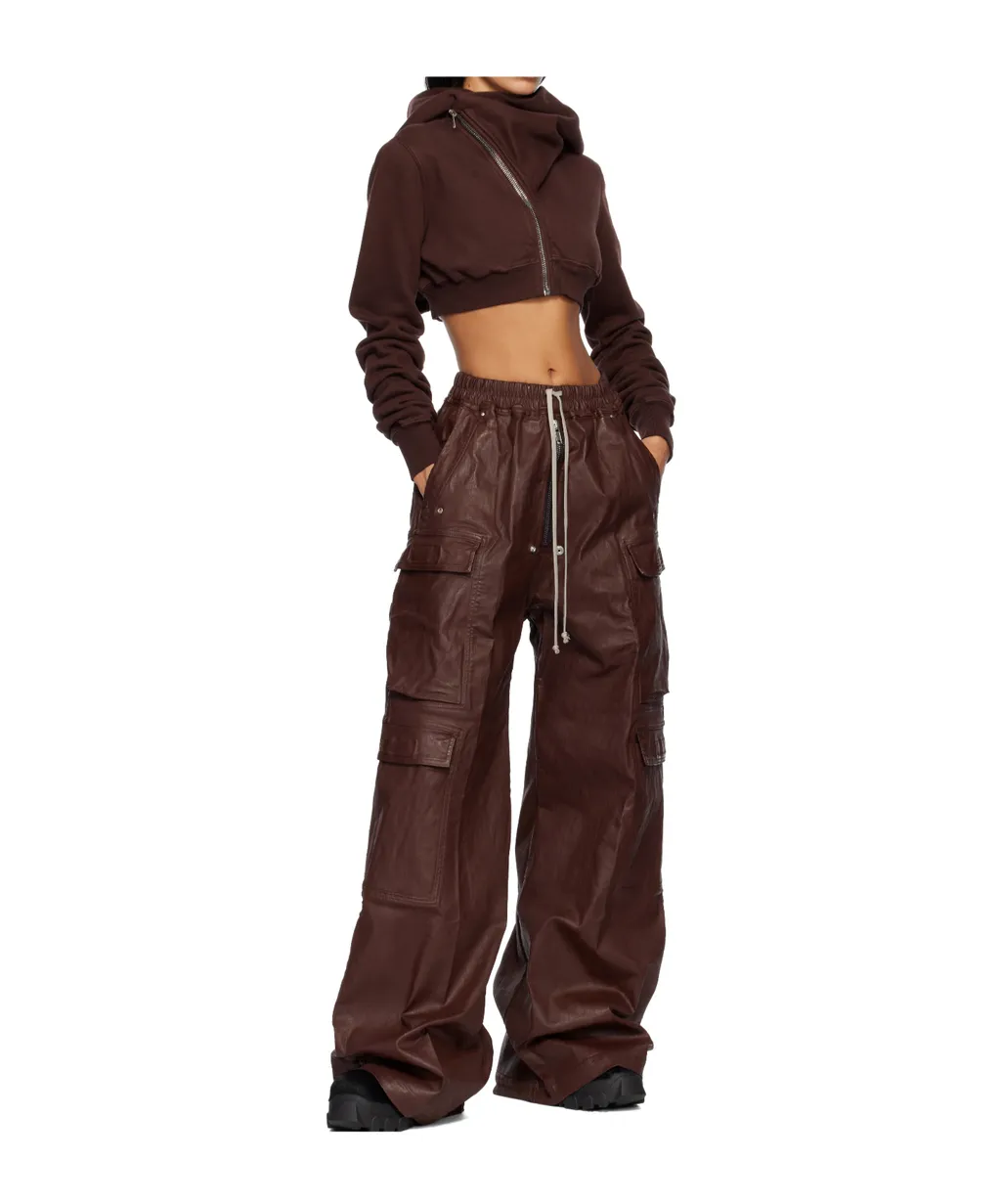 Cowl-Neck Zip-Front Cropped Sweatshirt