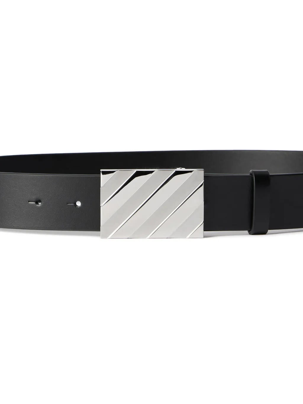 Diagonal Buckle Leather Belt