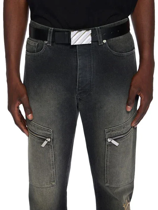 Diagonal Buckle Leather Belt