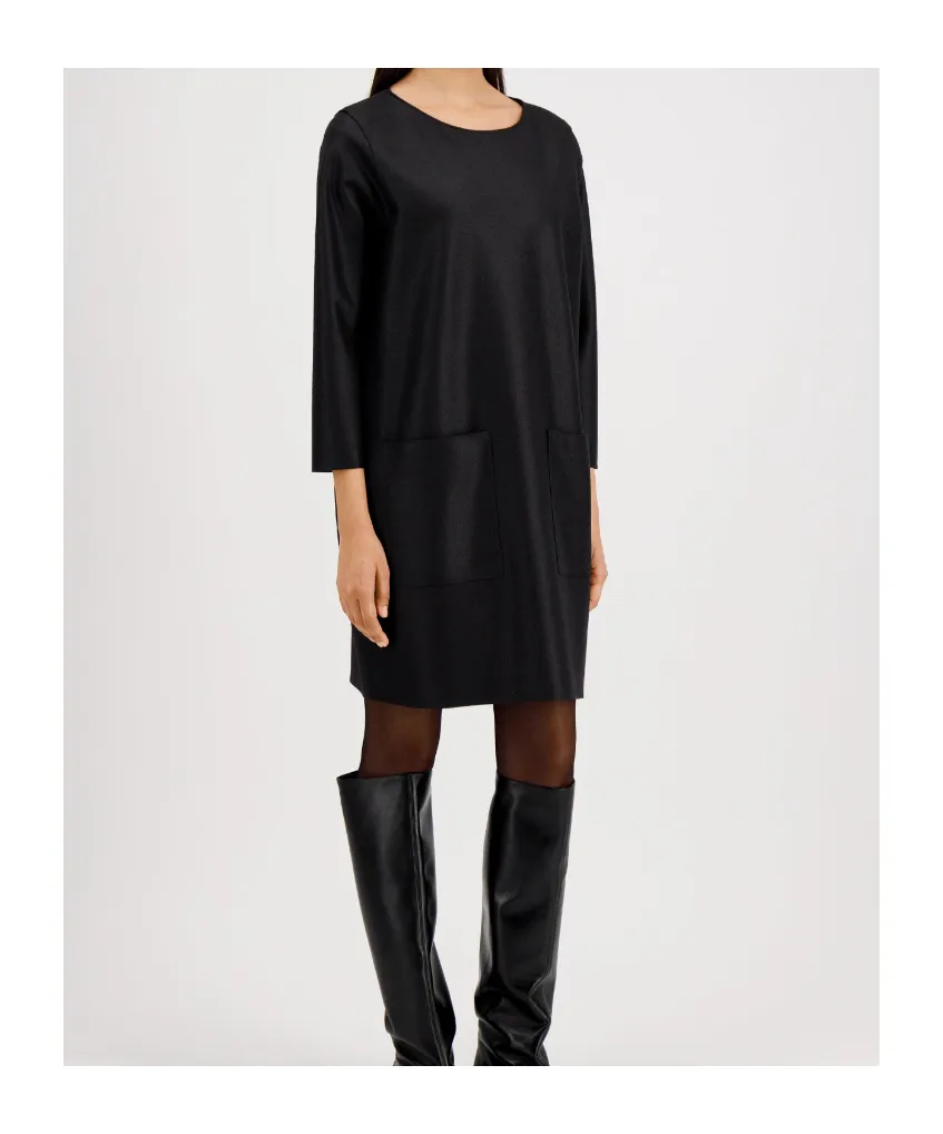 Geometric Dress With Pockets Light Pressed Wool