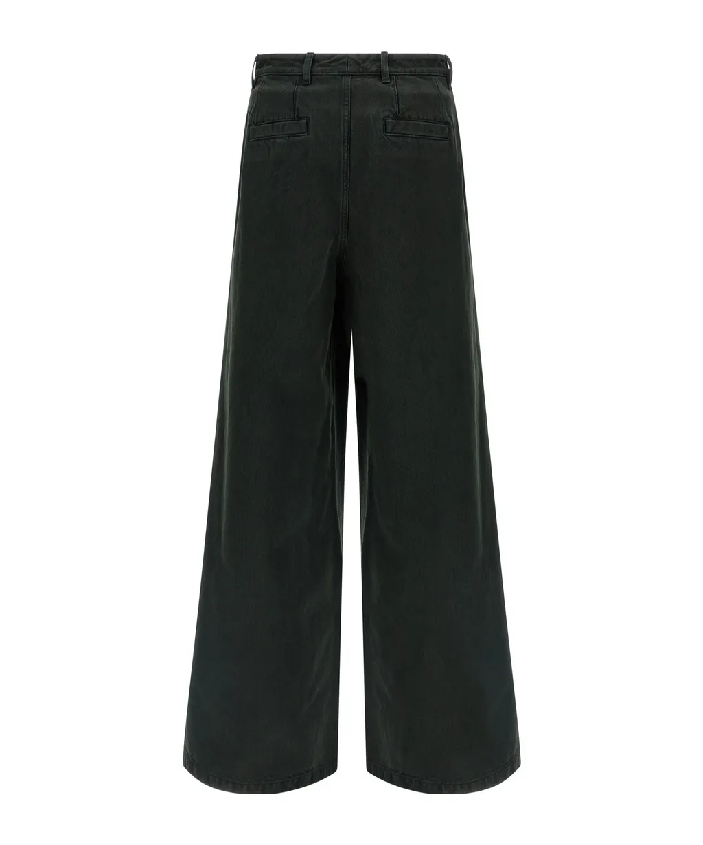 Dries Van Noten Wide-Leg Velvet Insert Jeans