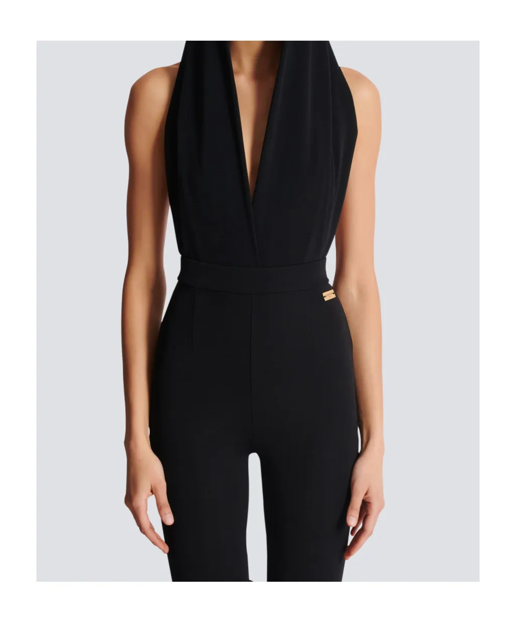 Draped Bodysuit With Hood