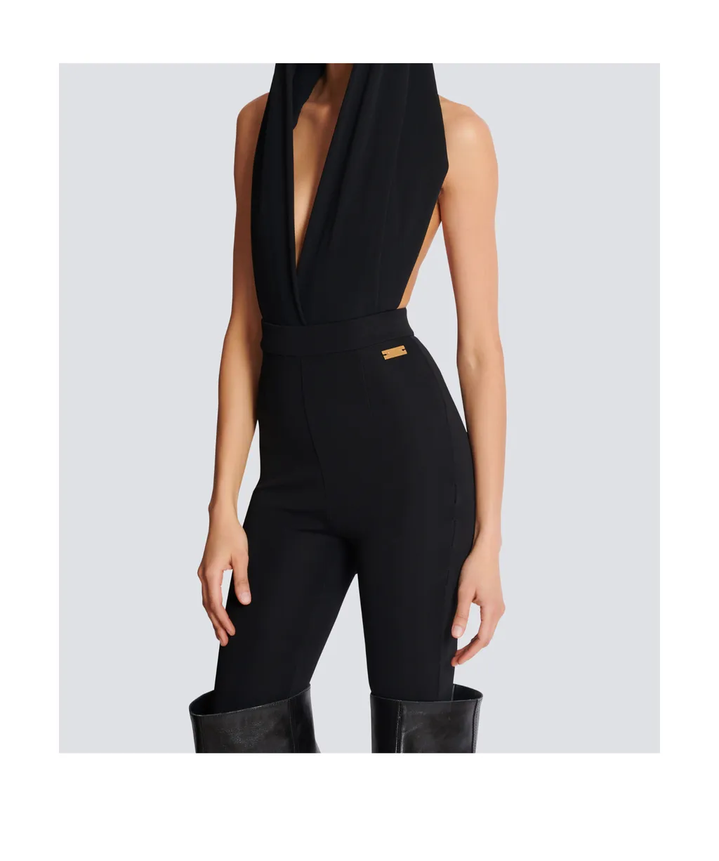 Draped Bodysuit With Hood