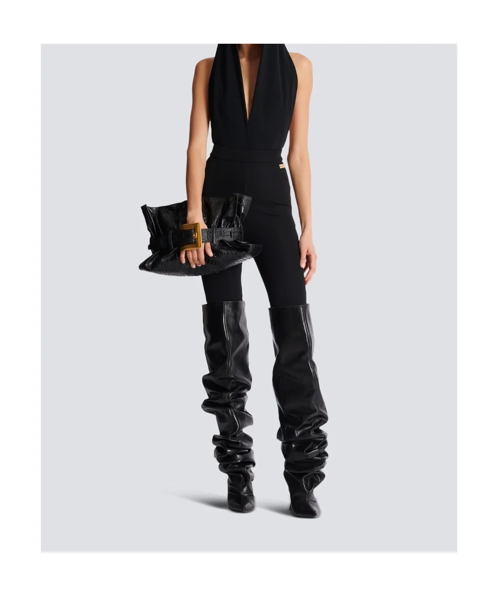 Draped Bodysuit With Hood