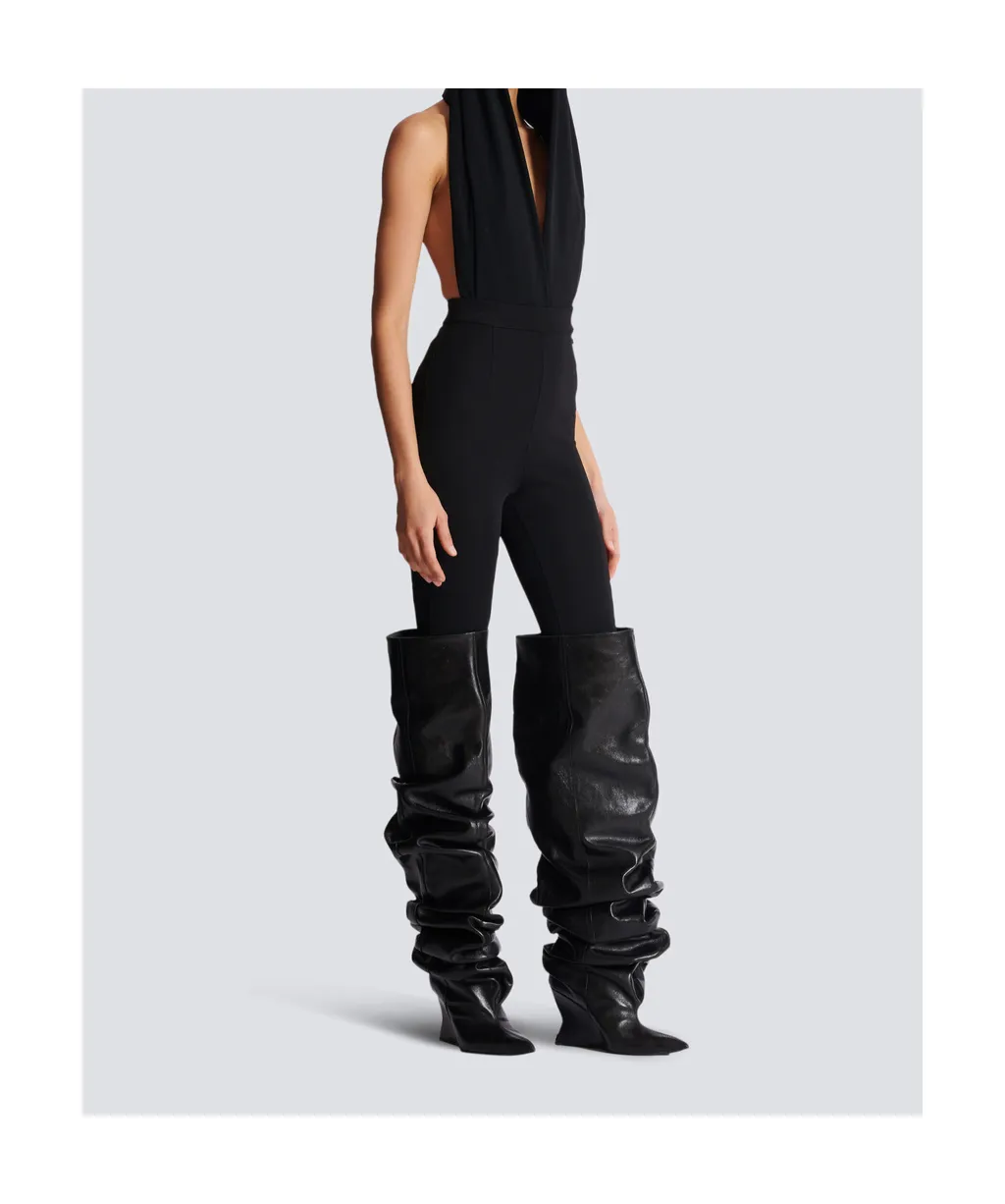 Draped Bodysuit With Hood