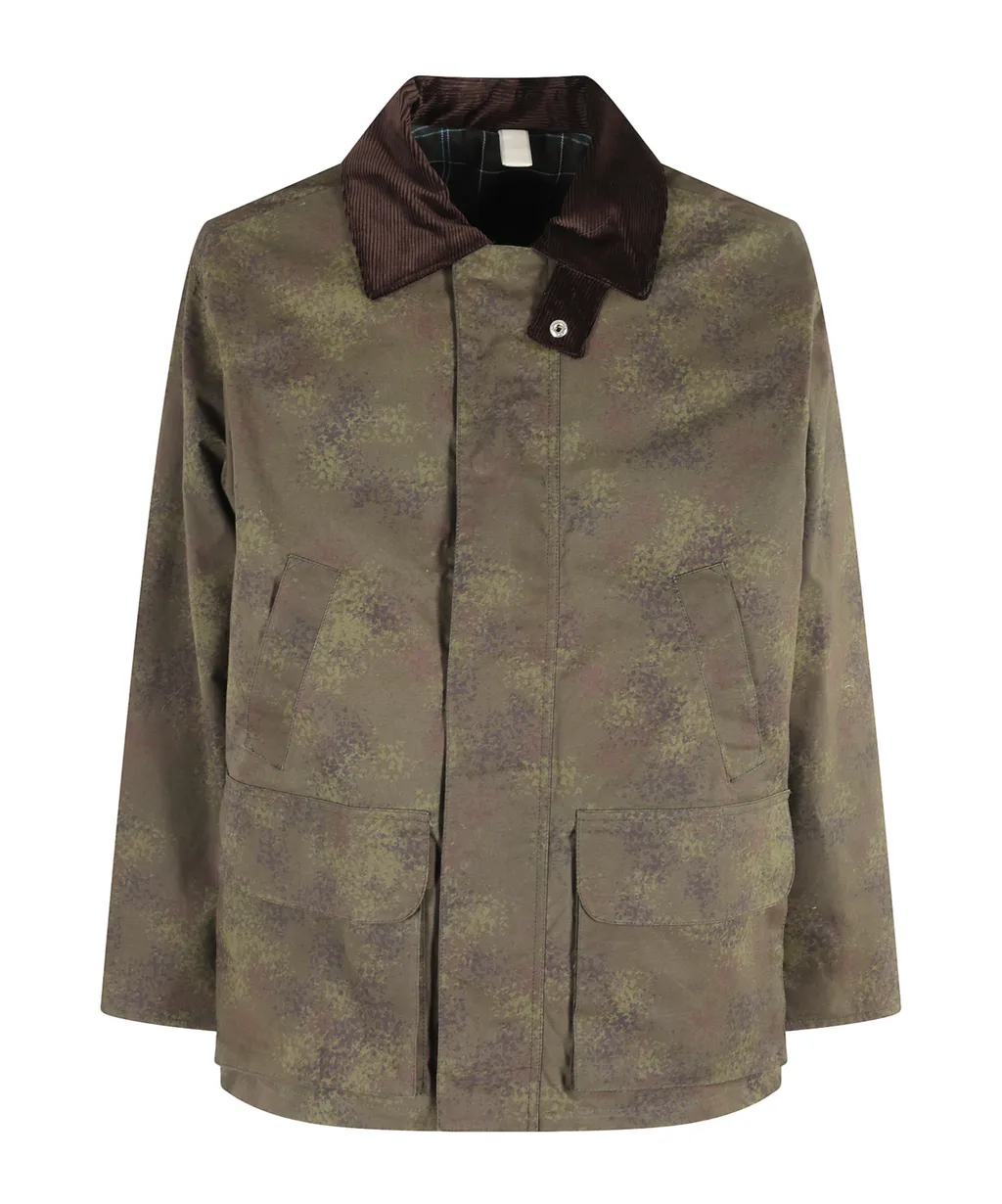 Corduroy-Collar Camouflage Jacket