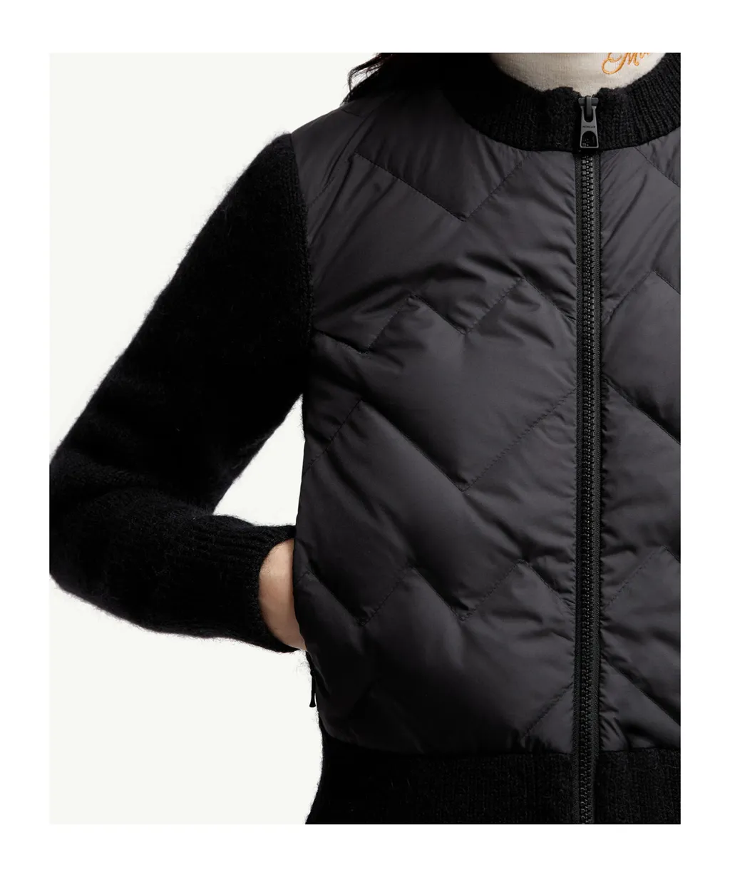 Padded Wool Blend Zip-Up Cardigan