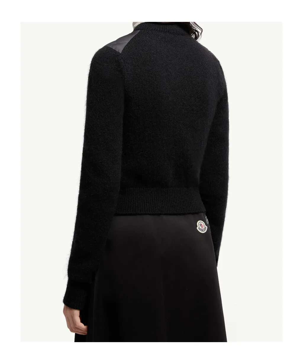 Padded Wool Blend Zip-Up Cardigan