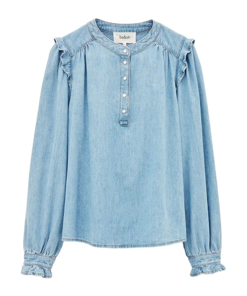Long-Sleeved Denim Blouse