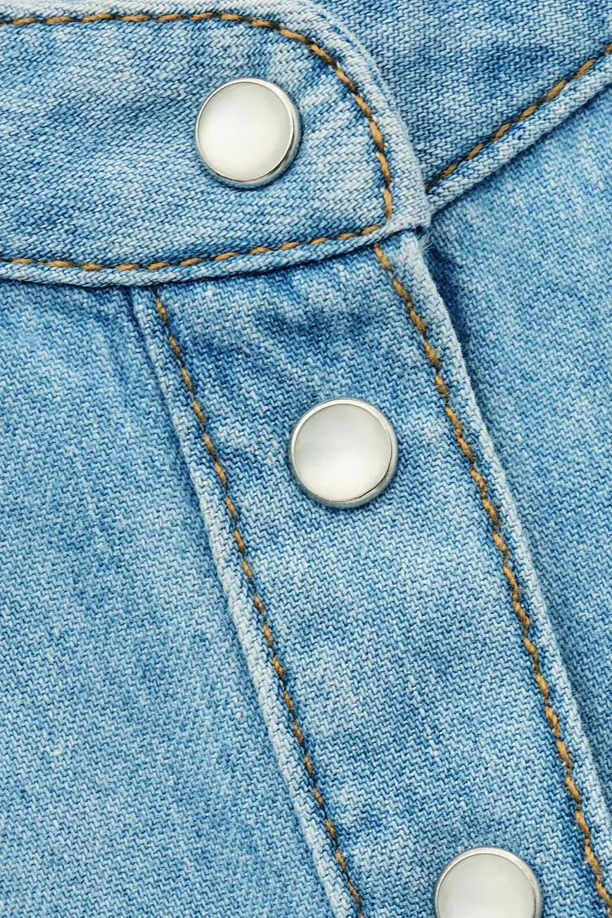 Long-Sleeved Denim Blouse