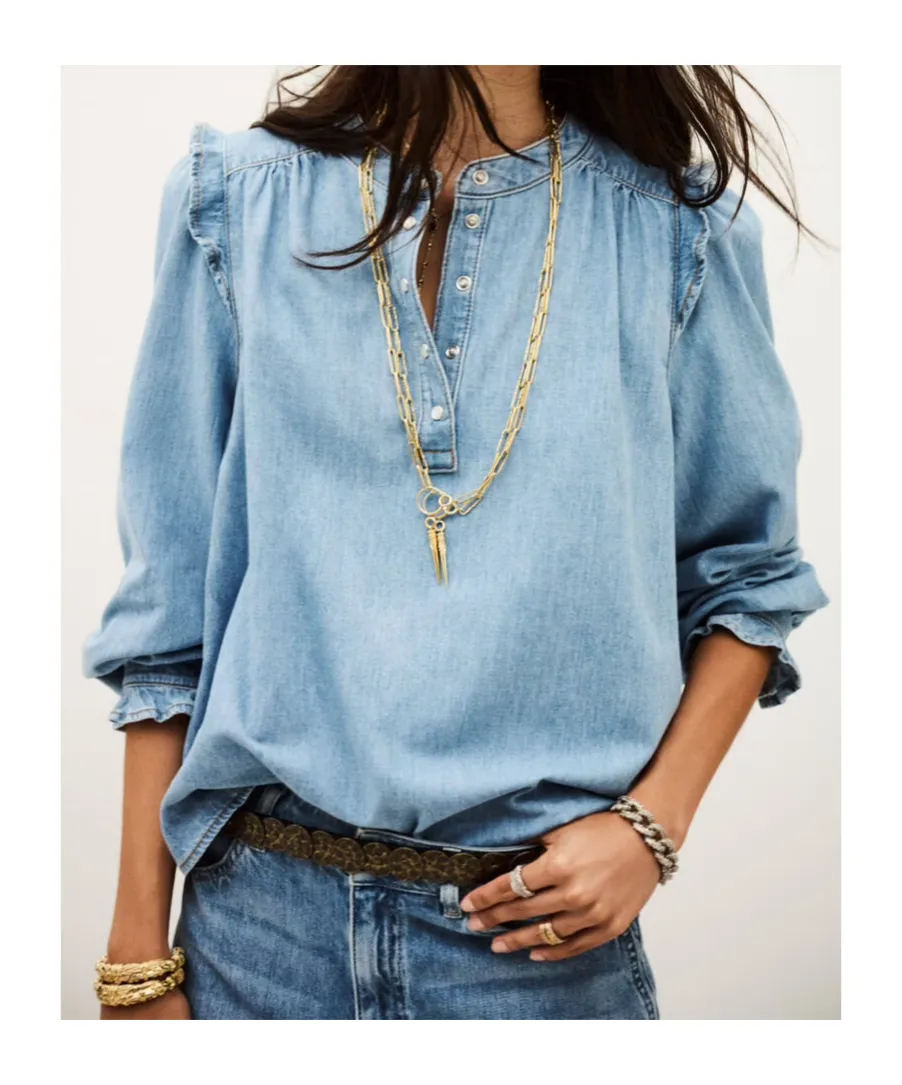 Long-Sleeved Denim Blouse