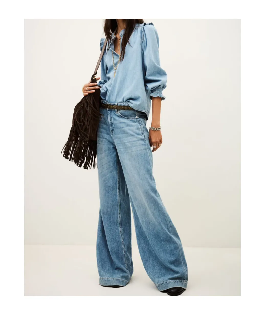 Long-Sleeved Denim Blouse