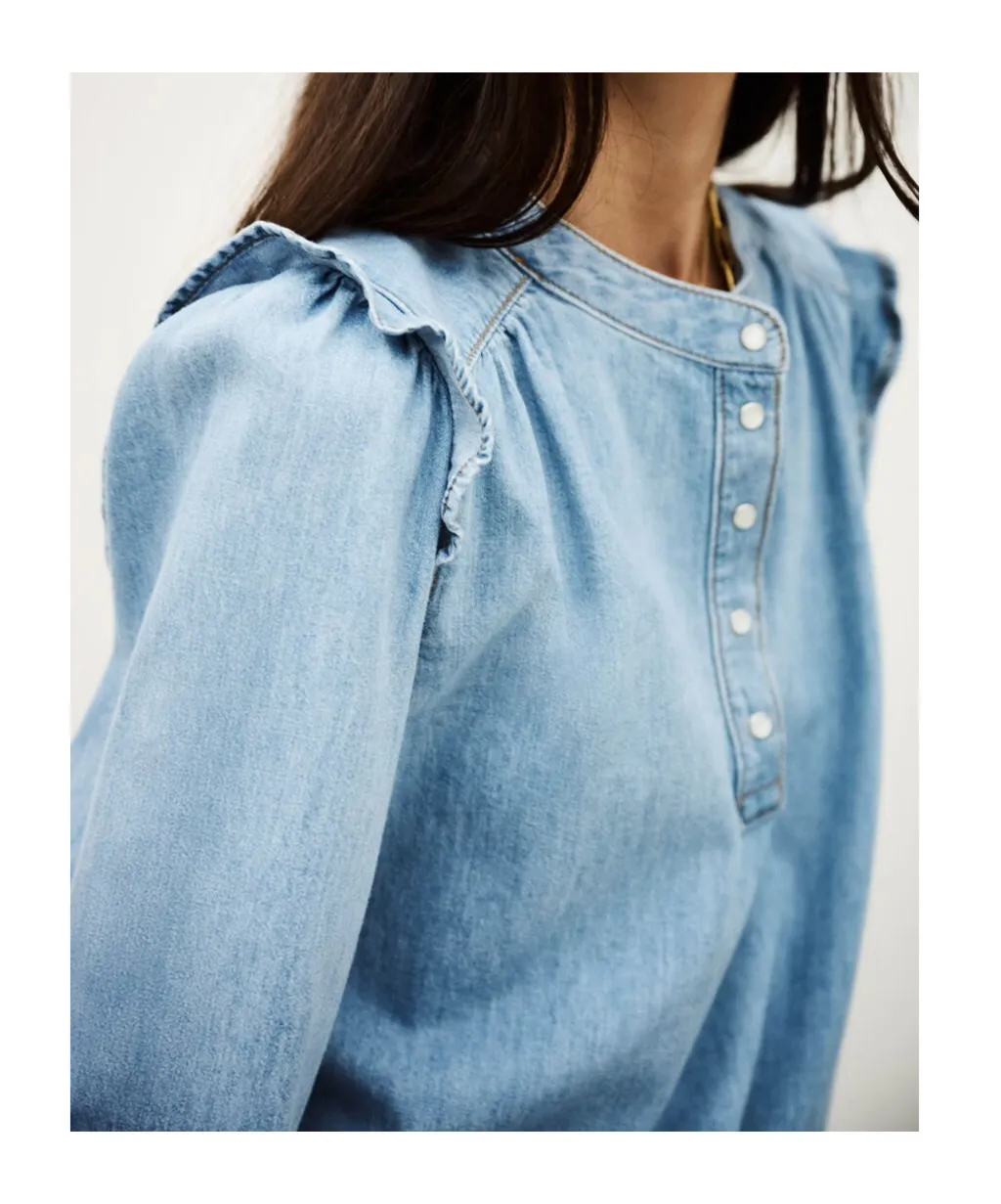 Long-Sleeved Denim Blouse