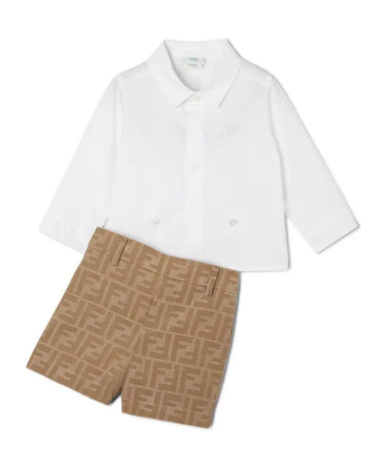 White And Caramel Baby Double Onesie