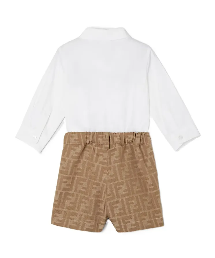 White And Caramel Baby Double Onesie