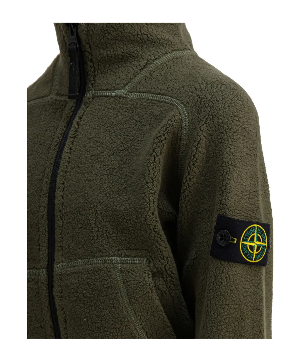 Stone Island Junior Zip-Up Mock Neck Sweatshirt