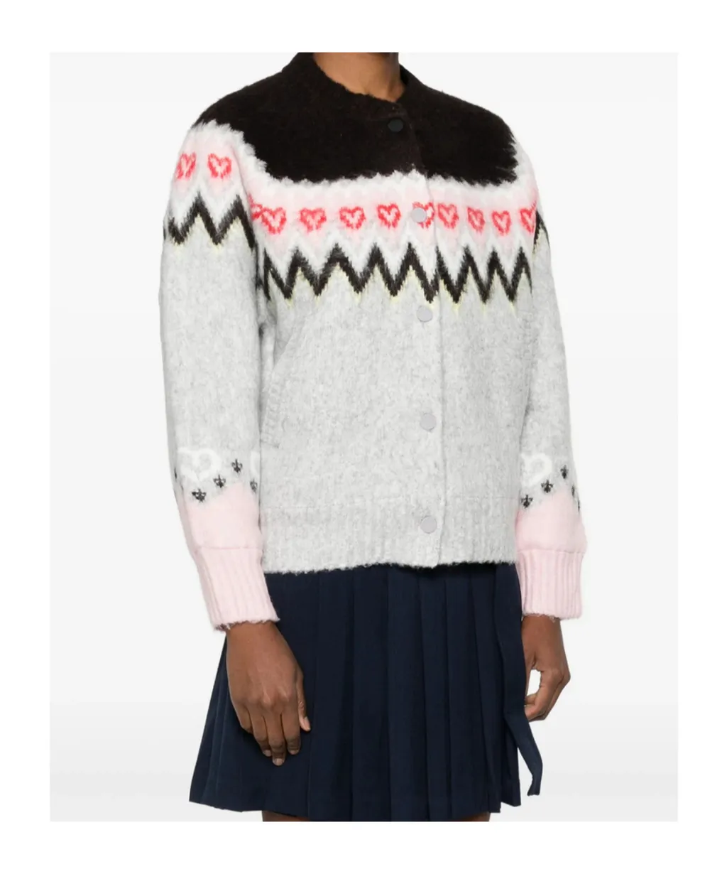 Intarsia Long-Sleeved Cardigan