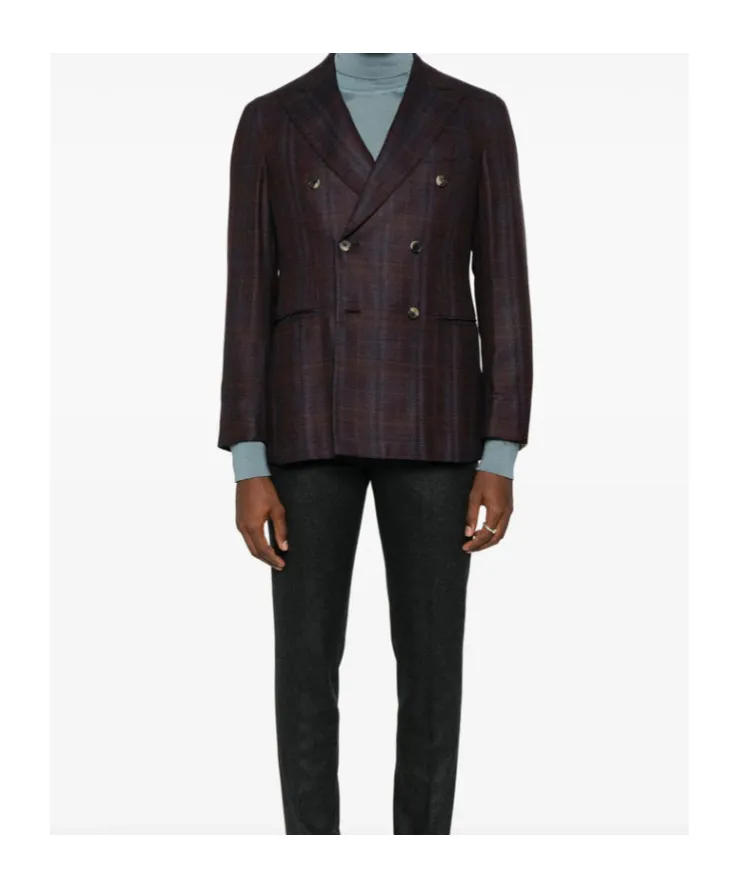 Double-Breasted Checked Jacket