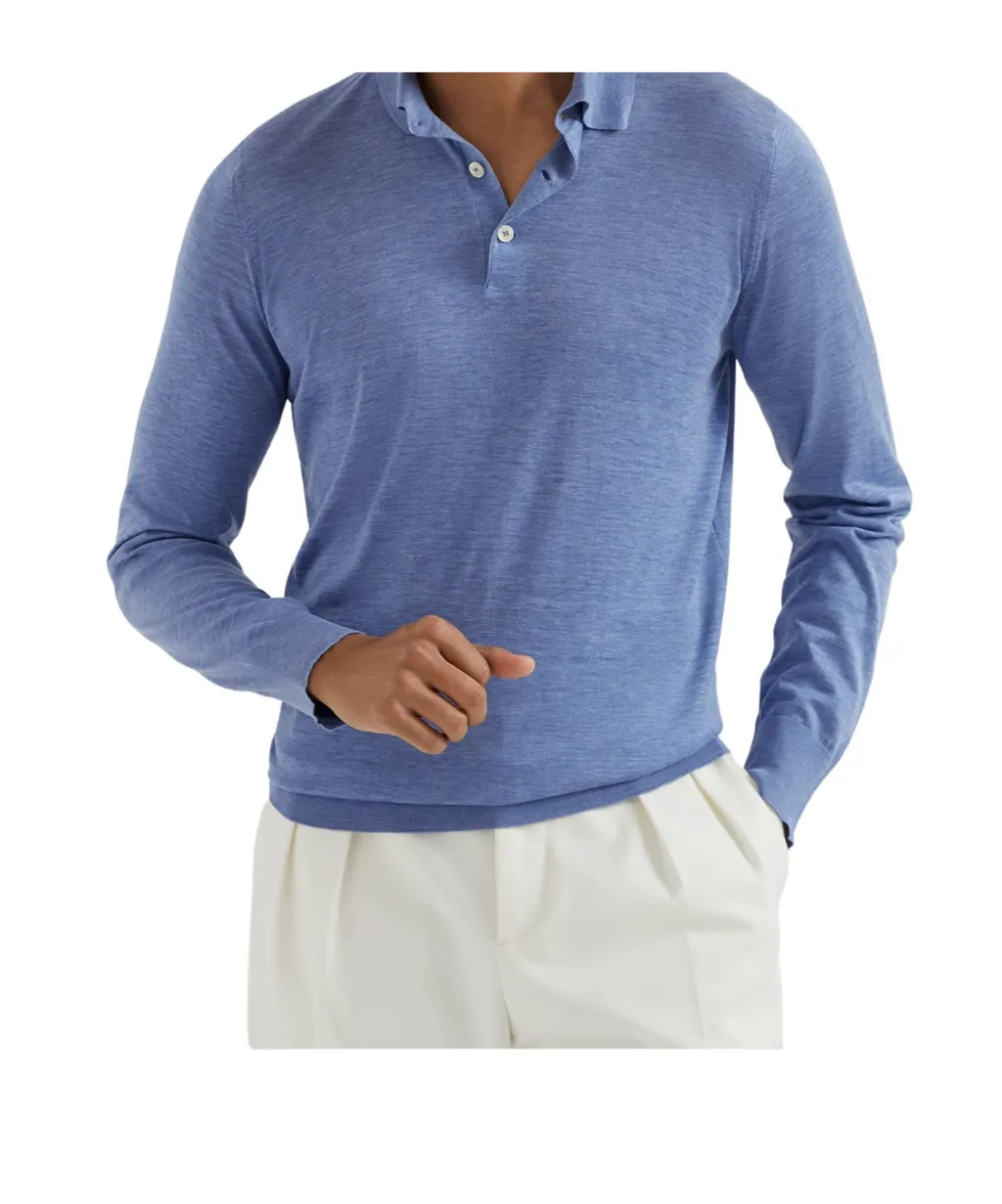 Brunello Cucinelli Long-Sleeved Knitted Polo Shirt
