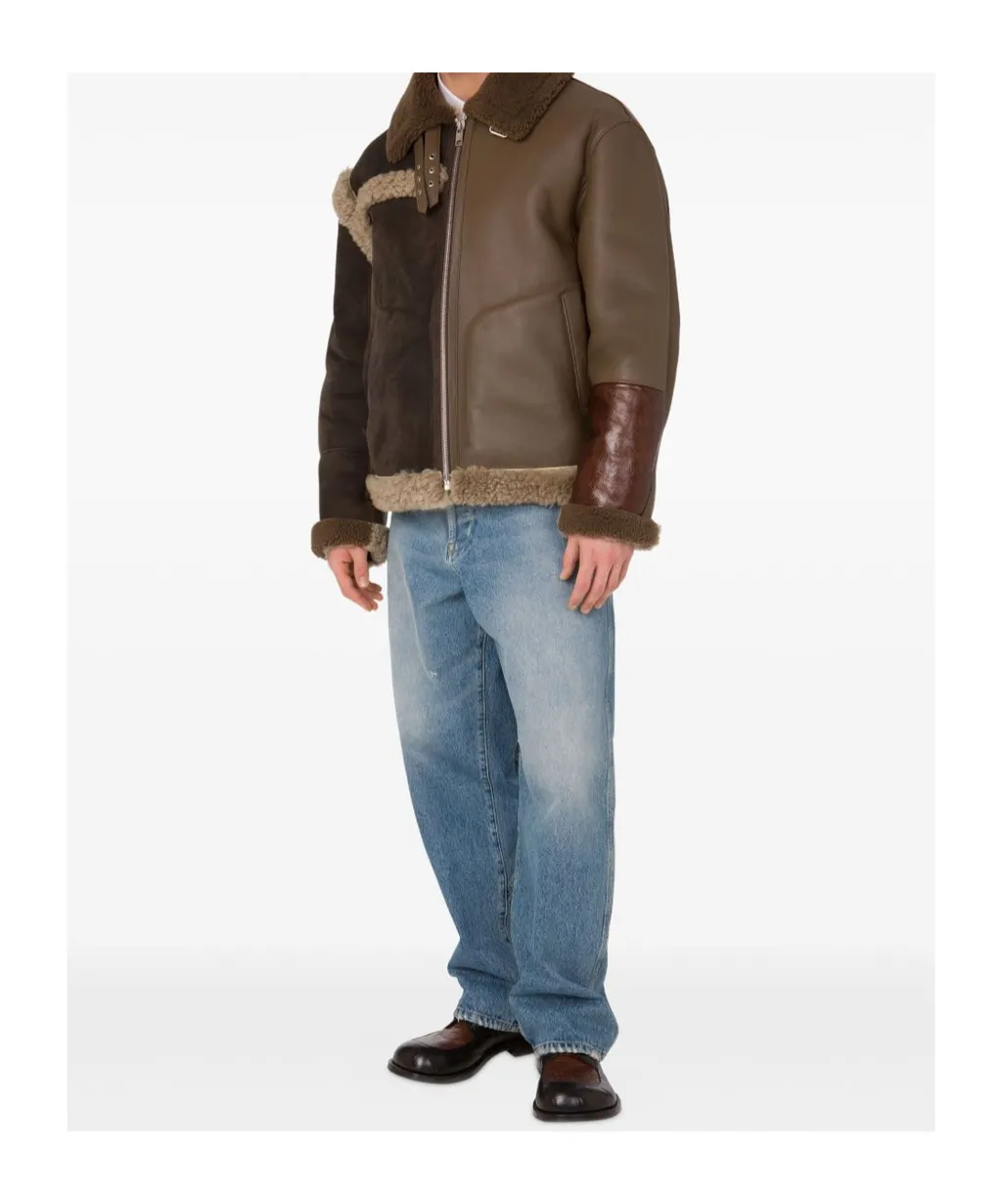 Shearling-Trimmed Leather Jacket