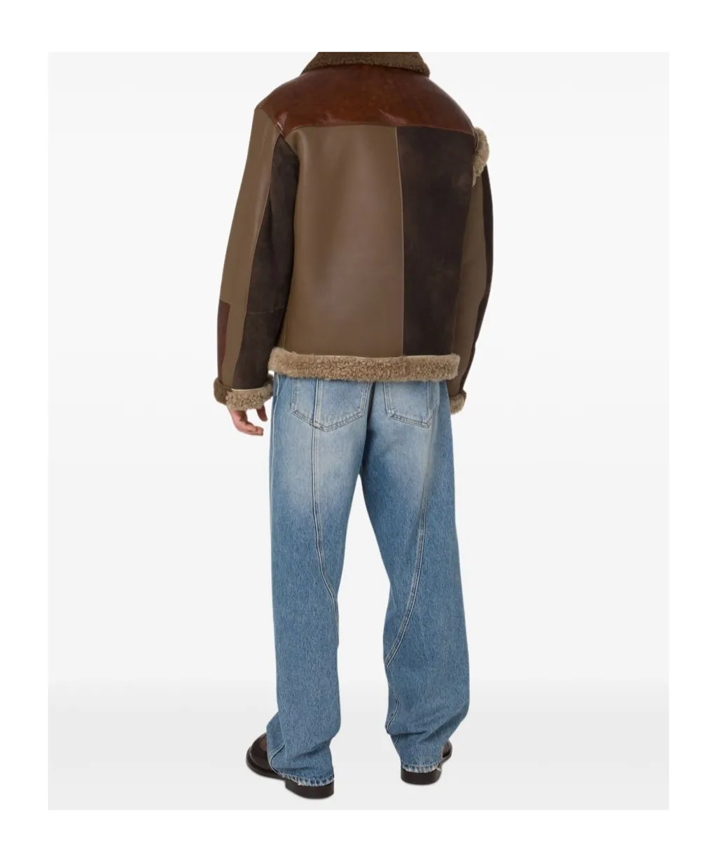 Shearling-Trimmed Leather Jacket