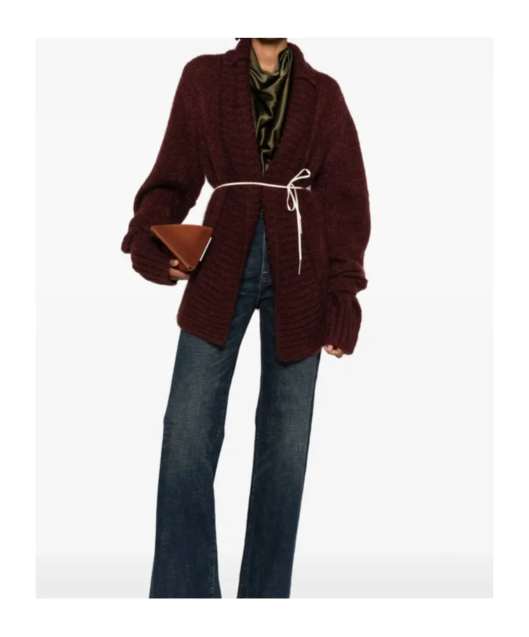 Lace-Up Cardigan Sweater