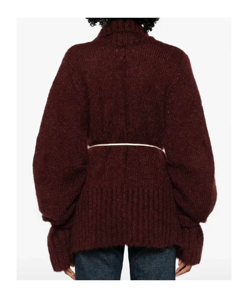 Lace-Up Cardigan Sweater