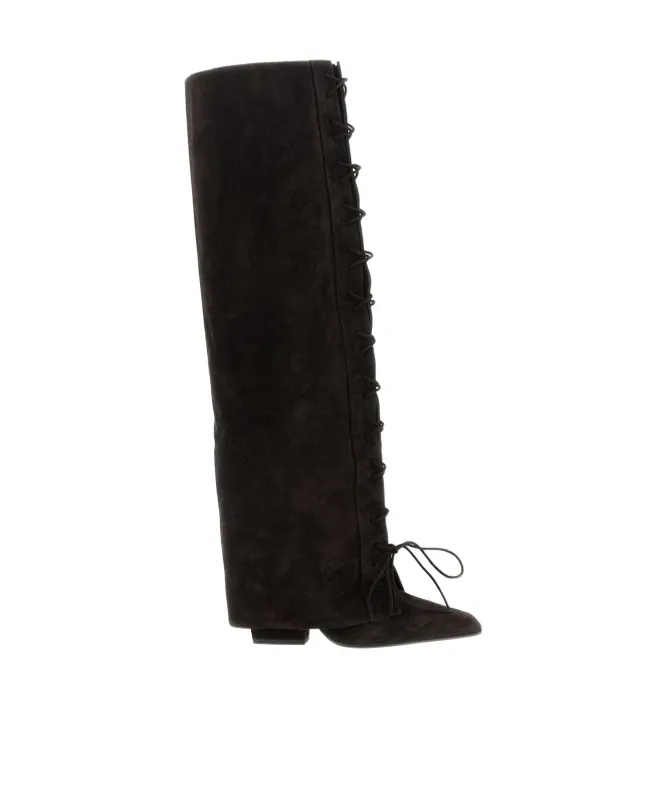Paris Texas Jane Fold Over Lace-Up Boots