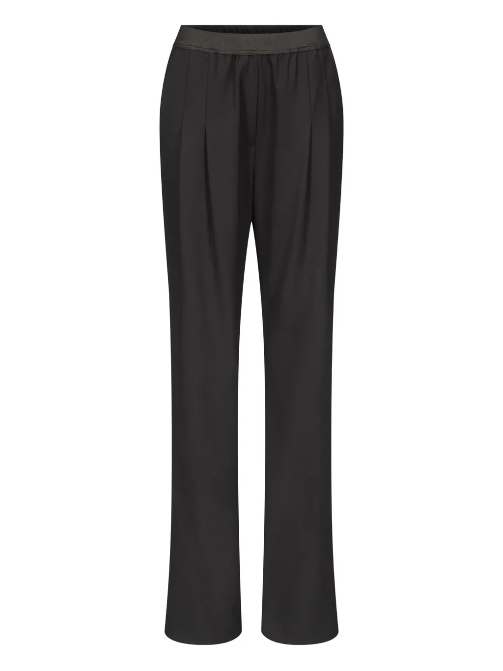 Pleated Elasticated-Waist Straight Trousers