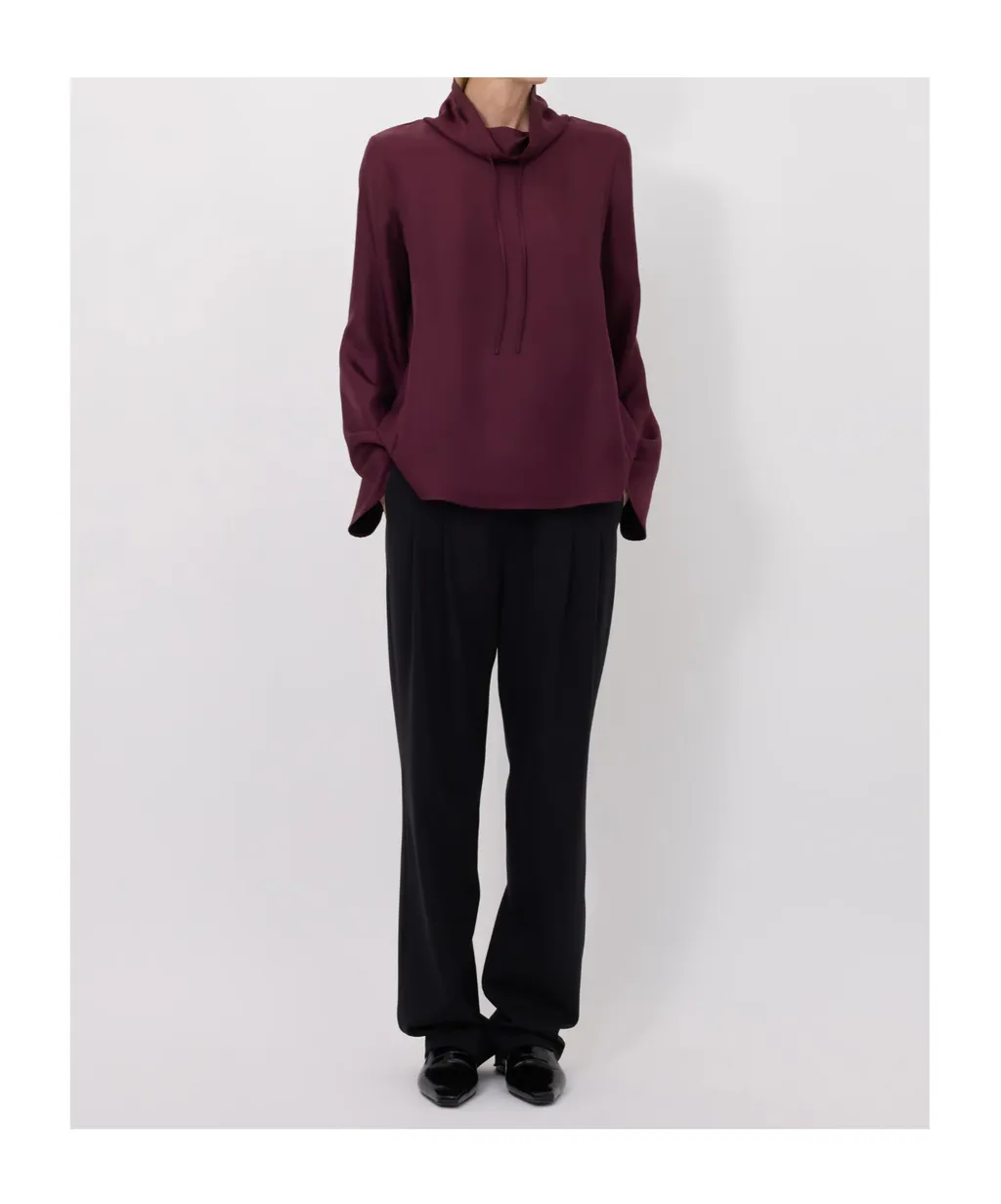 Drawstring-Neck Wide-Sleeve Top