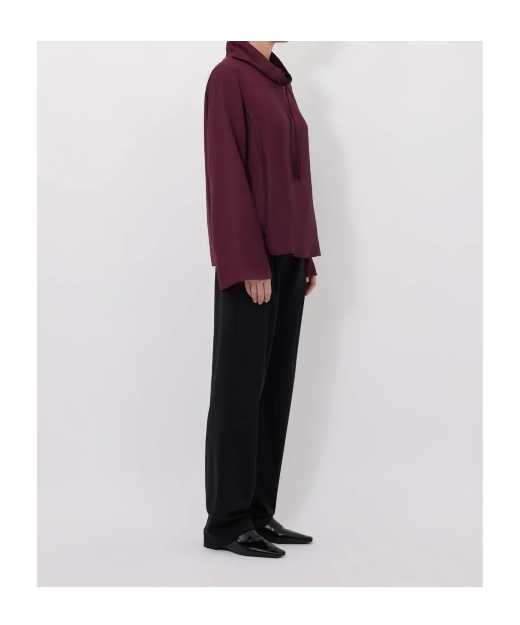 Drawstring-Neck Wide-Sleeve Top
