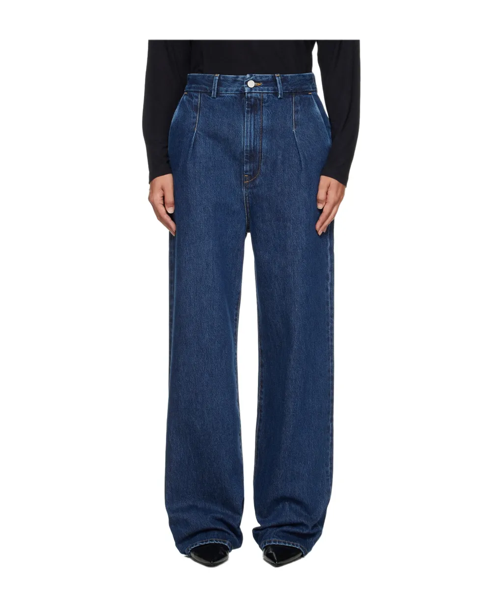 Loulou De Saison Pleated Straight Leg Jeans