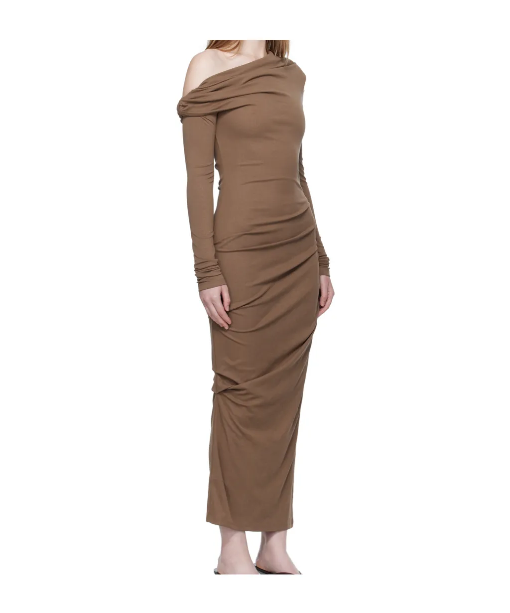 Manahou One-Shoulder Draped Dress