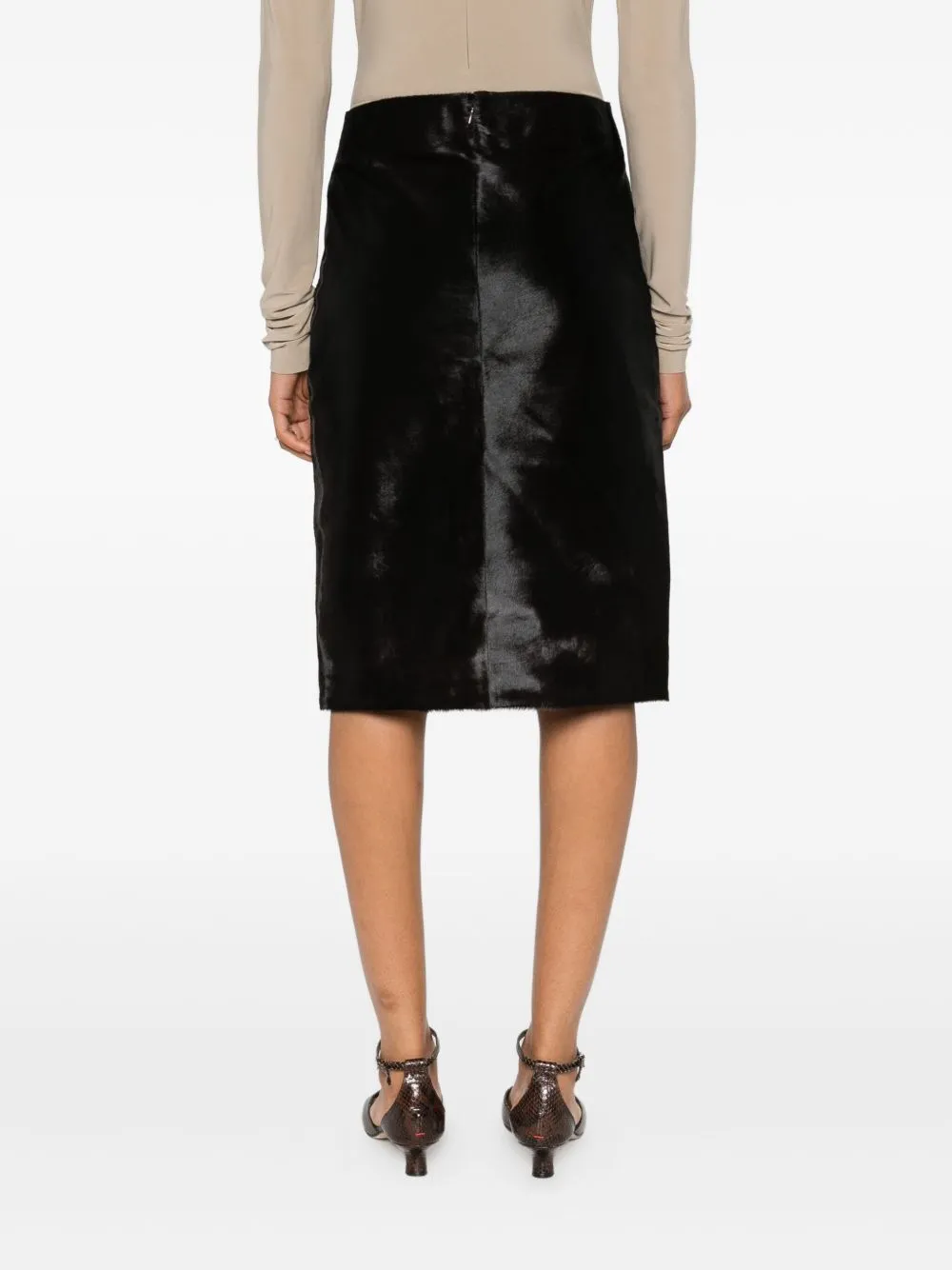Side-Split Calf-Hair Skirt