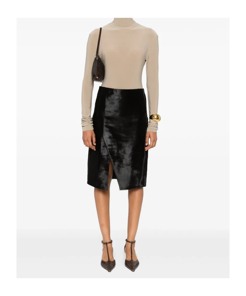 Side-Split Calf-Hair Skirt