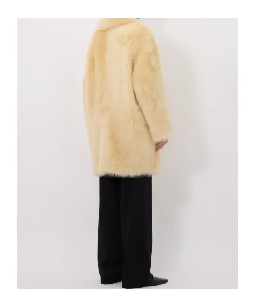 Ruben Spread-Collar Lamb-Fur Coat