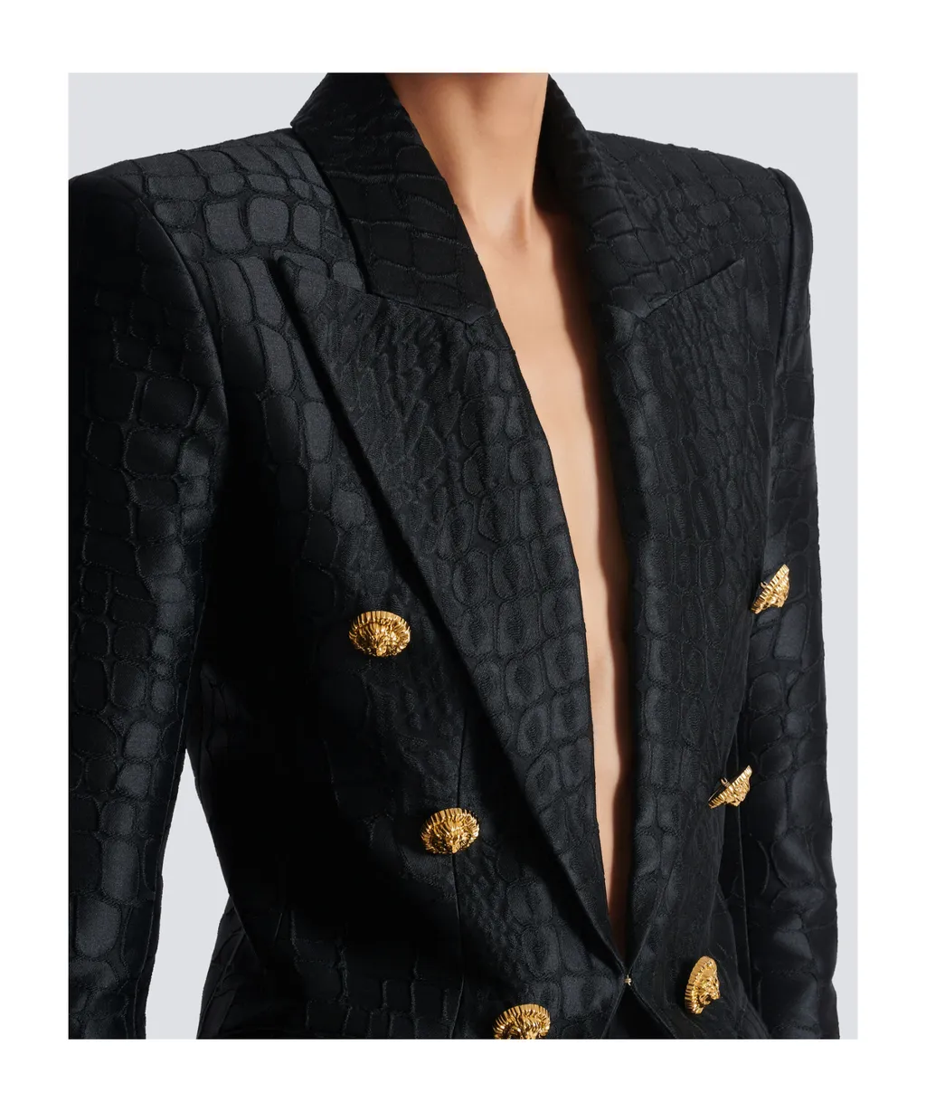 6-Buttons Jacket In Crocodile Jacquard