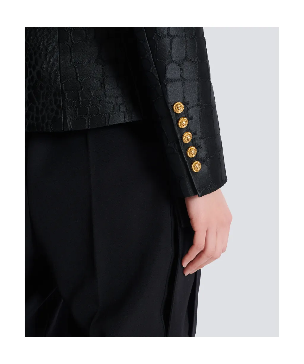 6-Buttons Jacket In Crocodile Jacquard