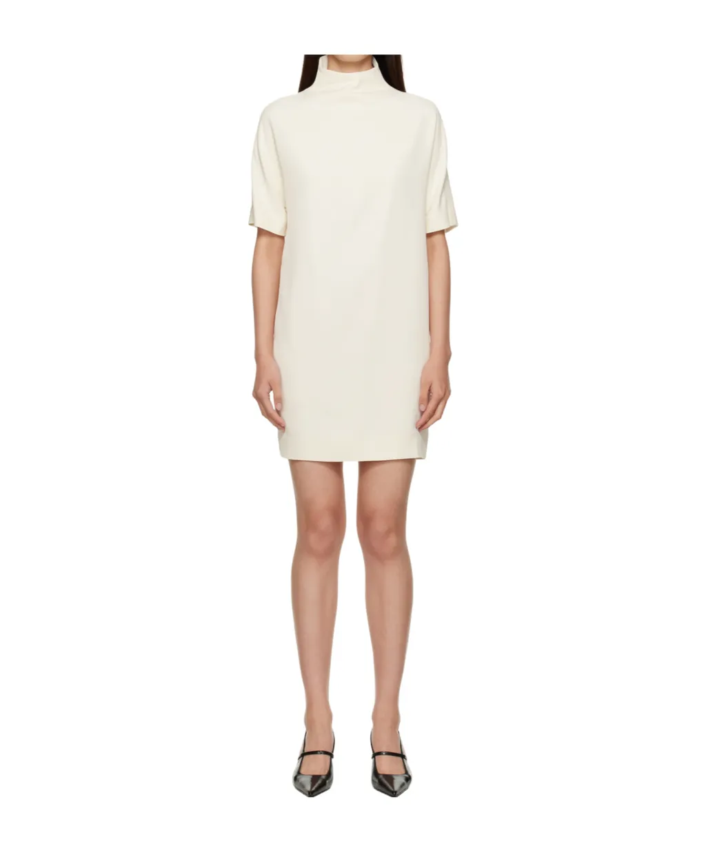 Elton Mock-Neck Short-Sleeve Dress