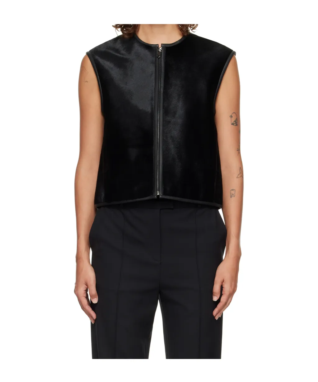 Ampas Pony-Effect Leather Vest