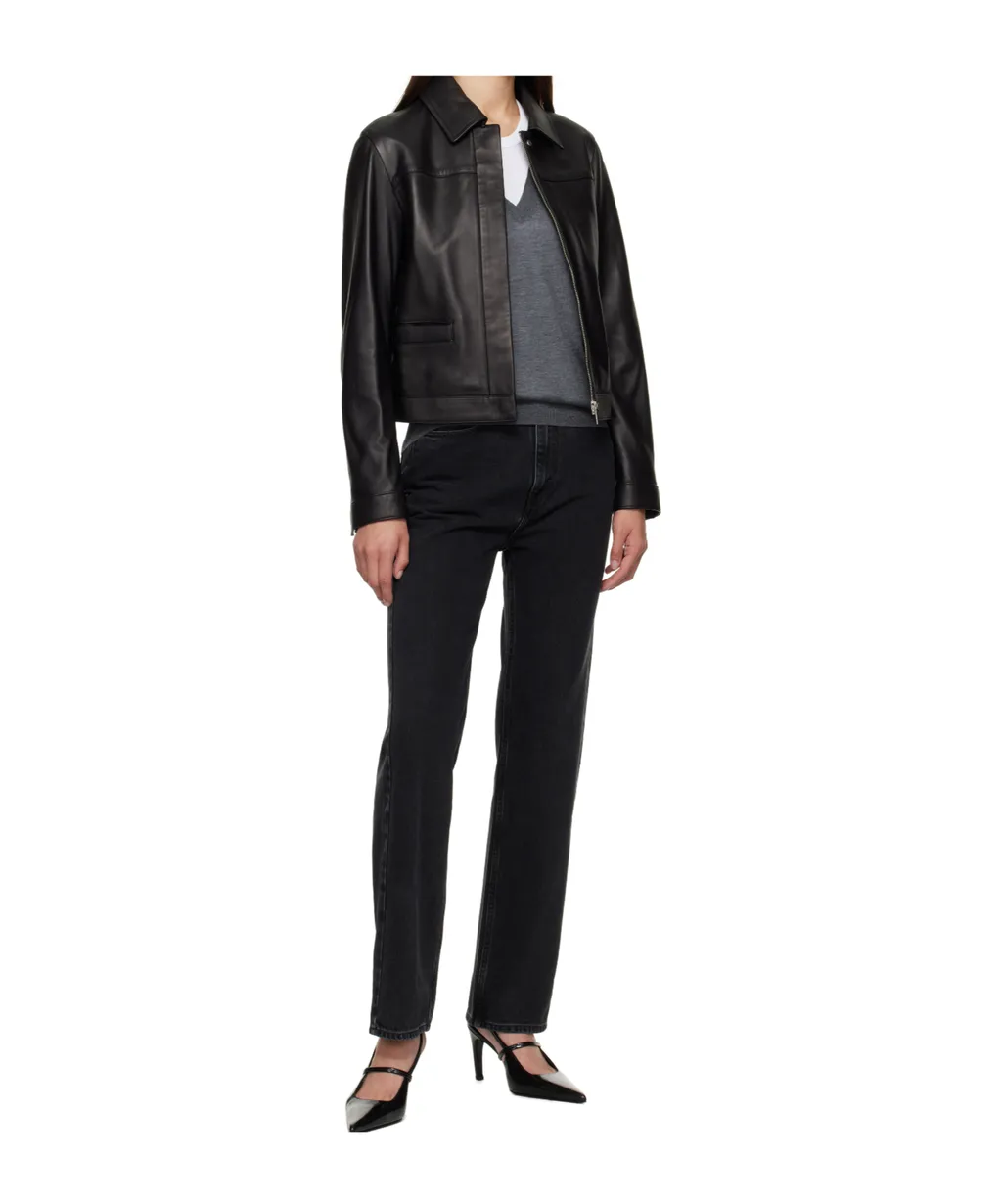 Collared Leather Jacket