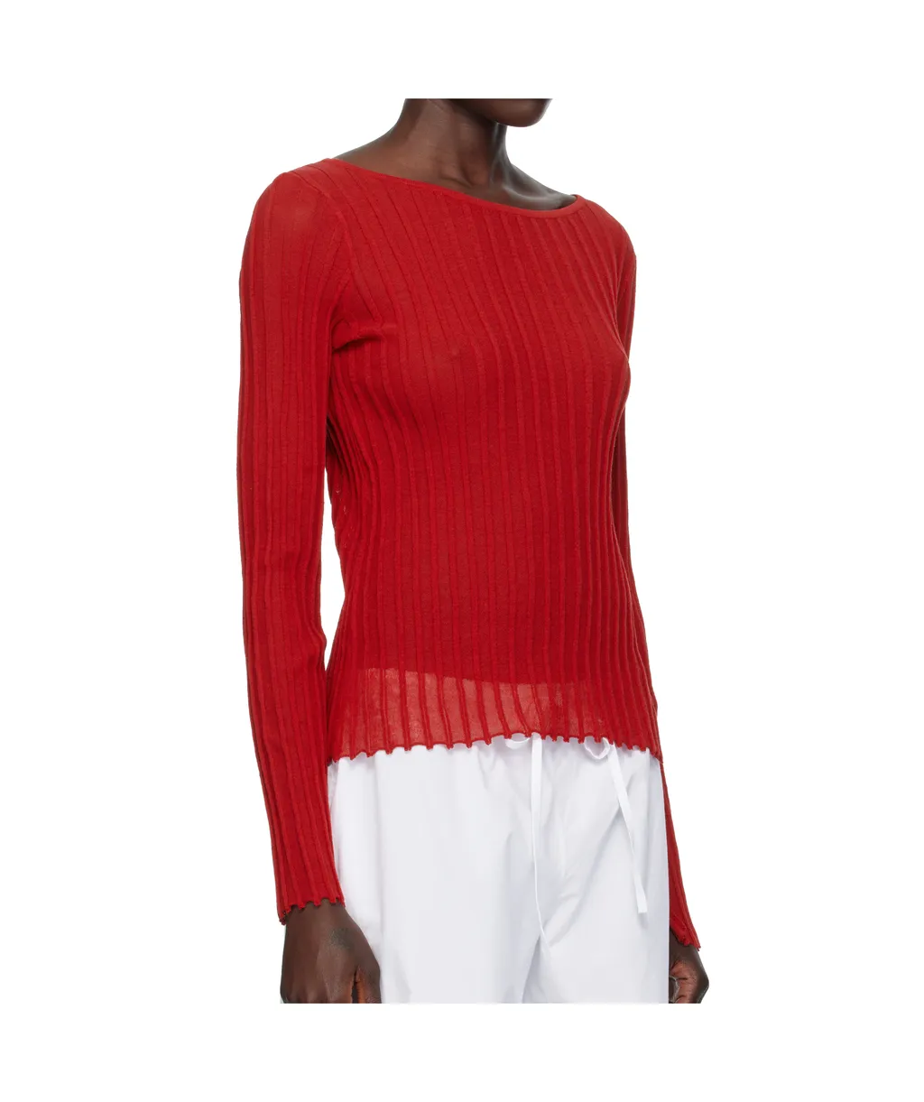Mabille Ribbed Boat-Neck Top