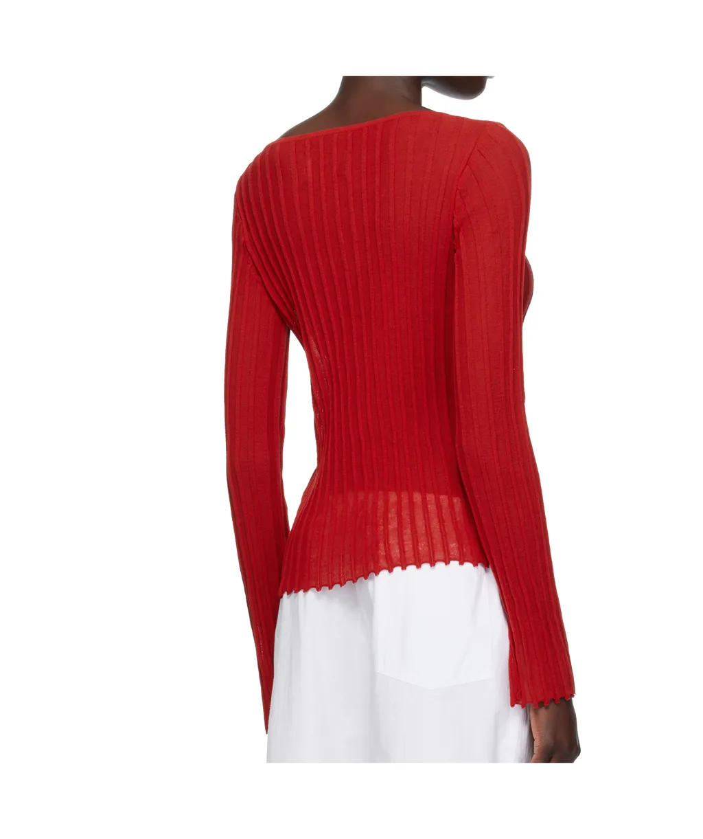 Mabille Ribbed Boat-Neck Top