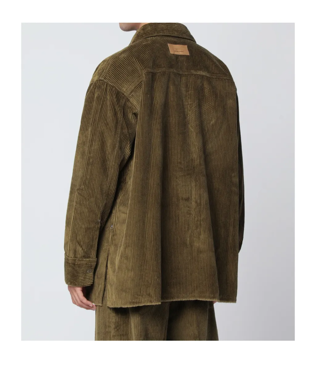 Ami Paris Logo Patch Corduroy Shirt