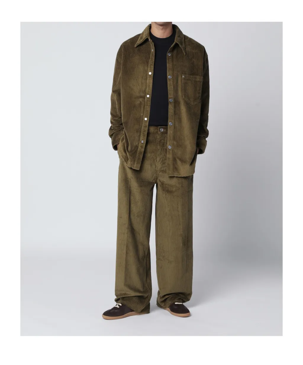 Ami Paris Logo Patch Corduroy Shirt